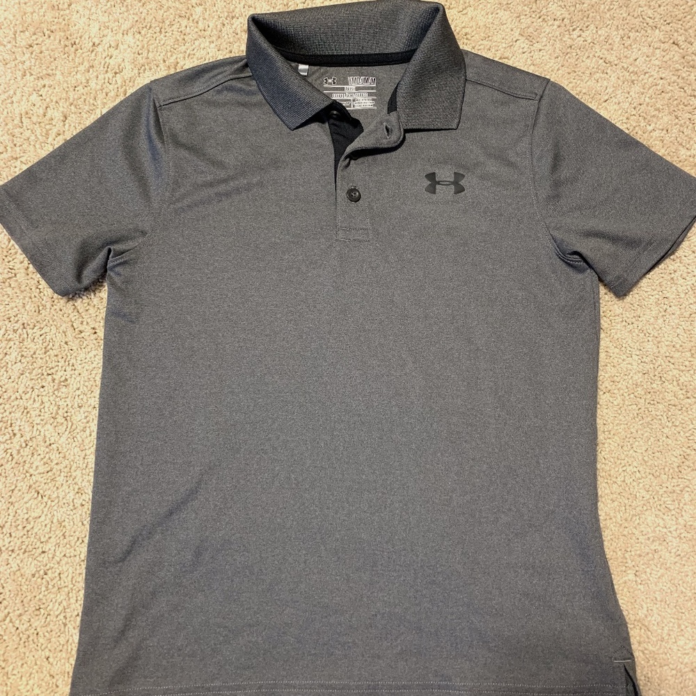 Under Armour Boy's Youth Medium Gray Polo
